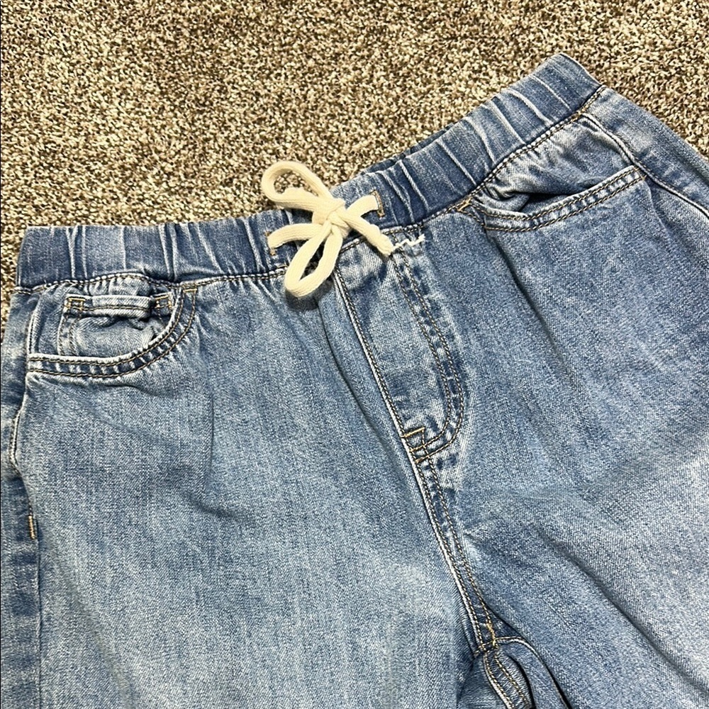 Rewash Blue Ankle Cropped Jeans with Distressed Details SMALL drawstring waist - Picture 9 of 14